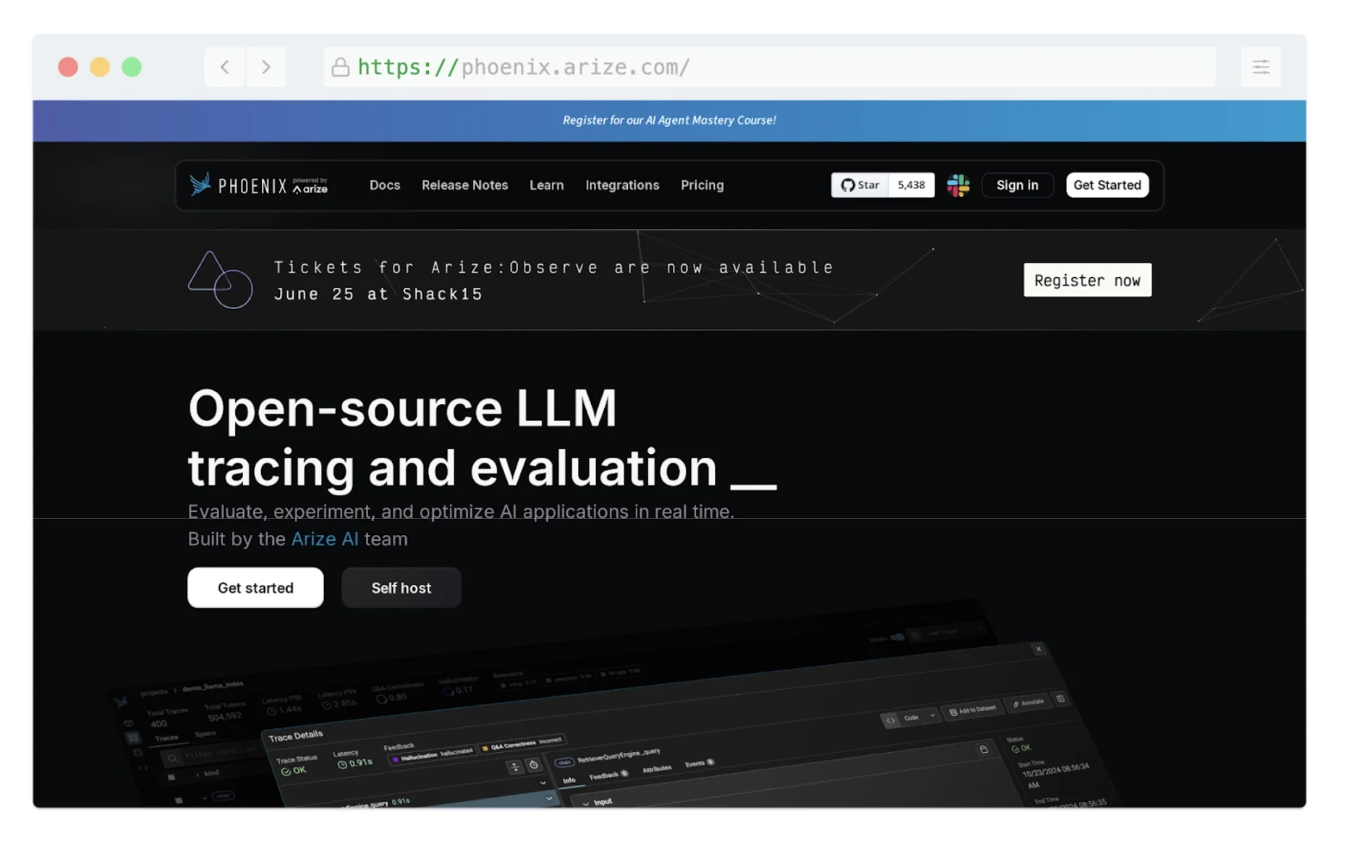 Arize platform interface