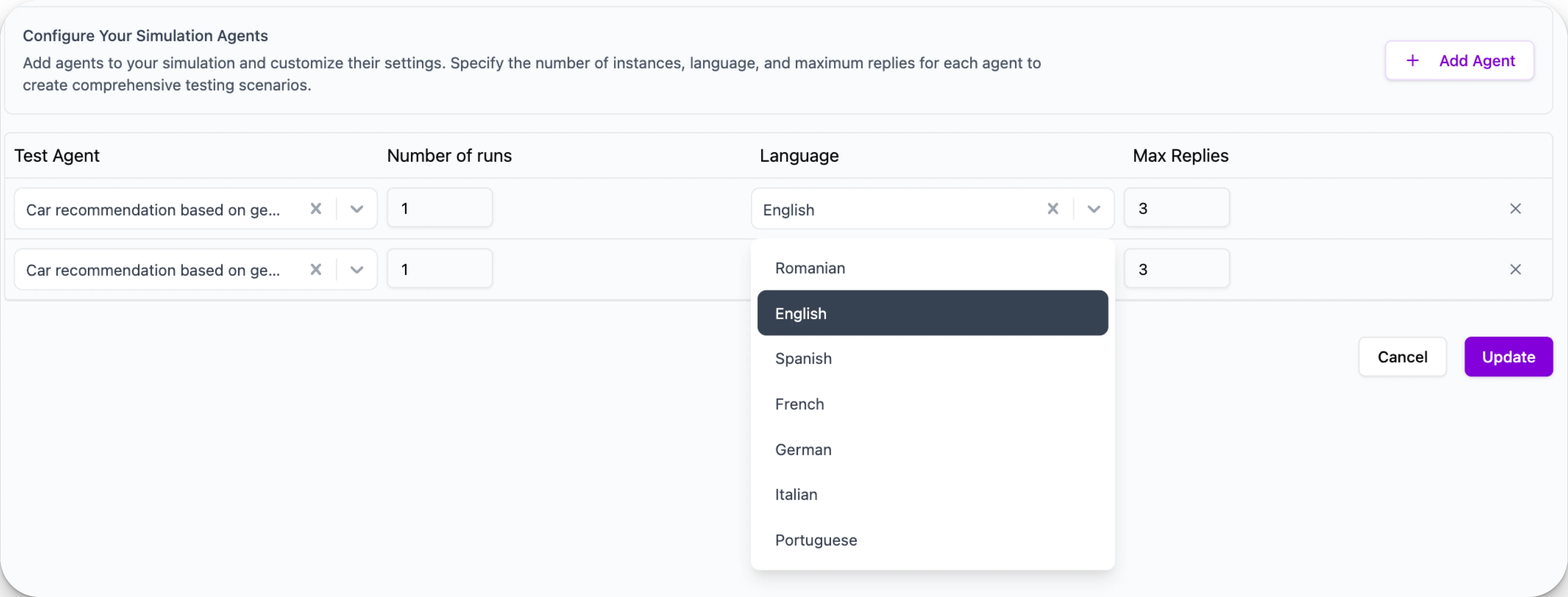 Genezio - Configure Your Simulation Agents