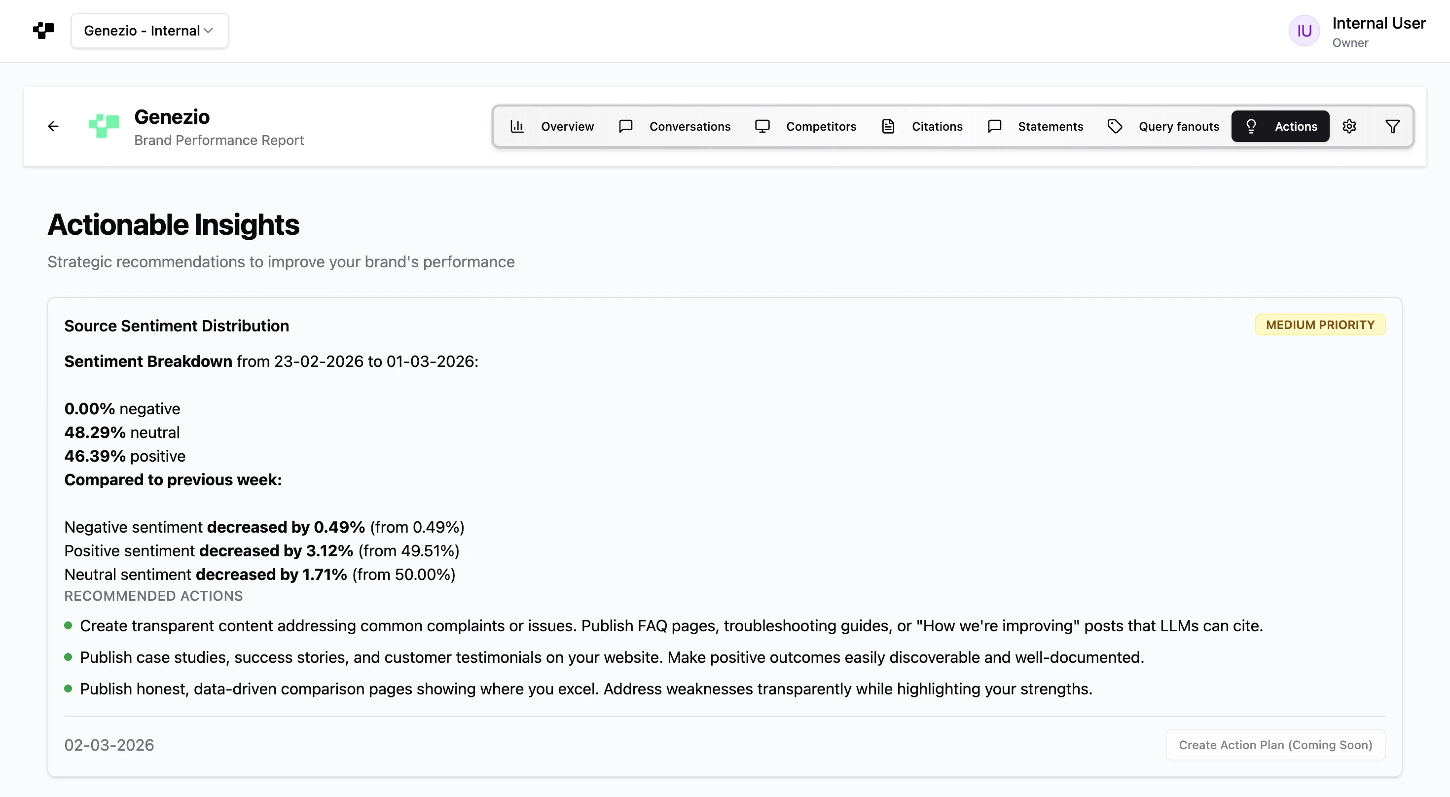 Genezio Actionable Insights
